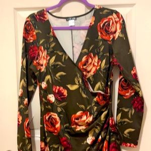 Venus Brown & Pink Floral Design Dress